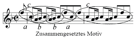 Beispiel für ein zusammengesetztes Motiv: J. S. Bach, Brandenburgisches Konzert Nr. 2 (BWV 1047)